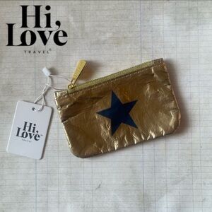 Hi Love Gift Card Holder - Gold with Navy Heart and
Star
